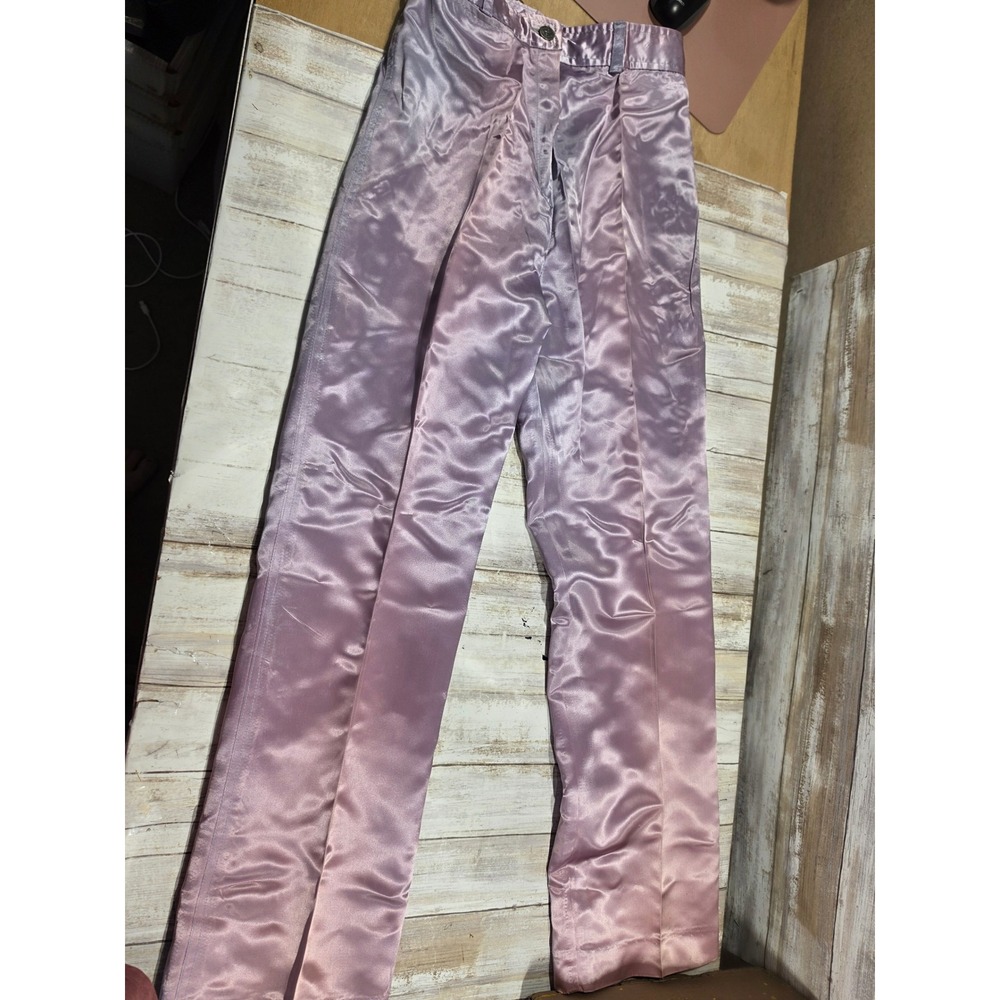 Vintage 70s JJ & Co Iridescent Pink Purple Satin Disco Pants Size 5 Style READ